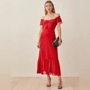 Reformation Butterfly Dress Red Size 2